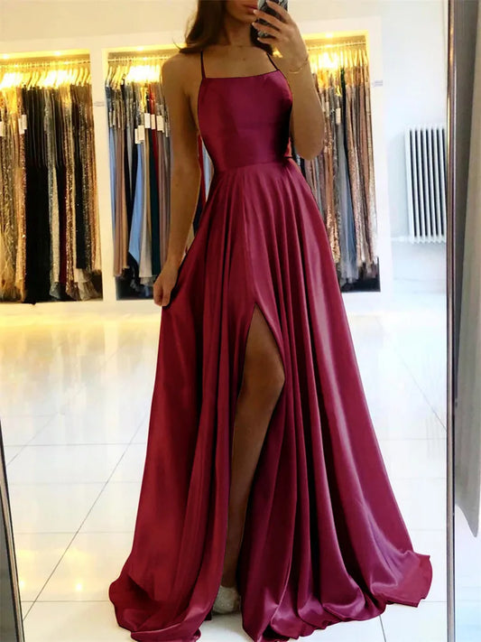 Mia's Dress for Christmas Side Slit Adjustable Straps